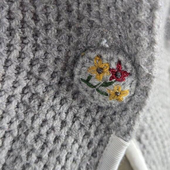 Anthropolgie MOTH Blakely Knit Blazer Size Small Gray White Trim 1 Button Close - Picture 5 of 15